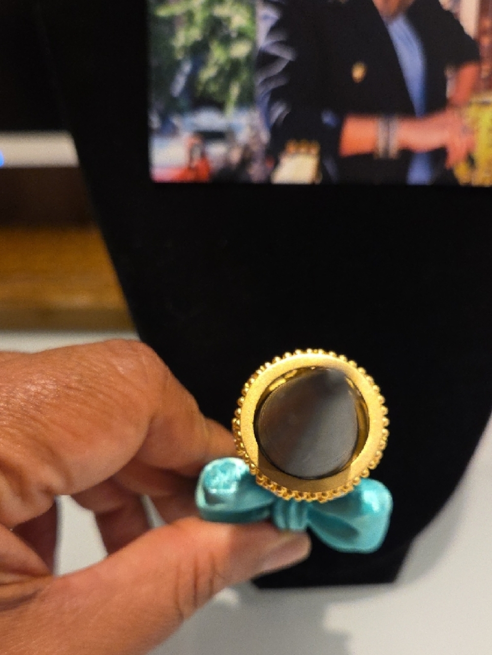 Freida Rothman Gold Ring with Clear Crystals - Picture 6 of 7